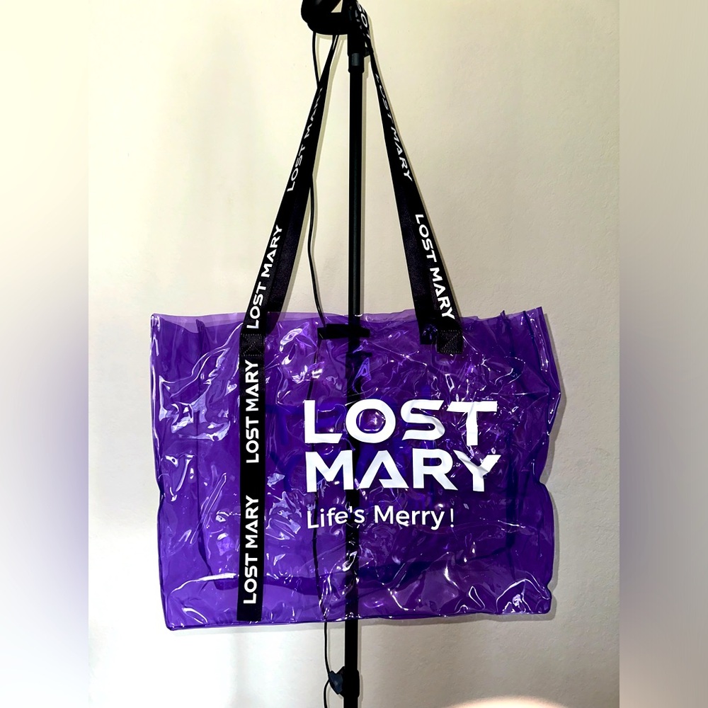 LOST MARY Purple See Through Shoulder Bag With Closable Strap New Without Tags.